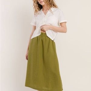 Tradlands Meadow Linen Skirt Olive size small